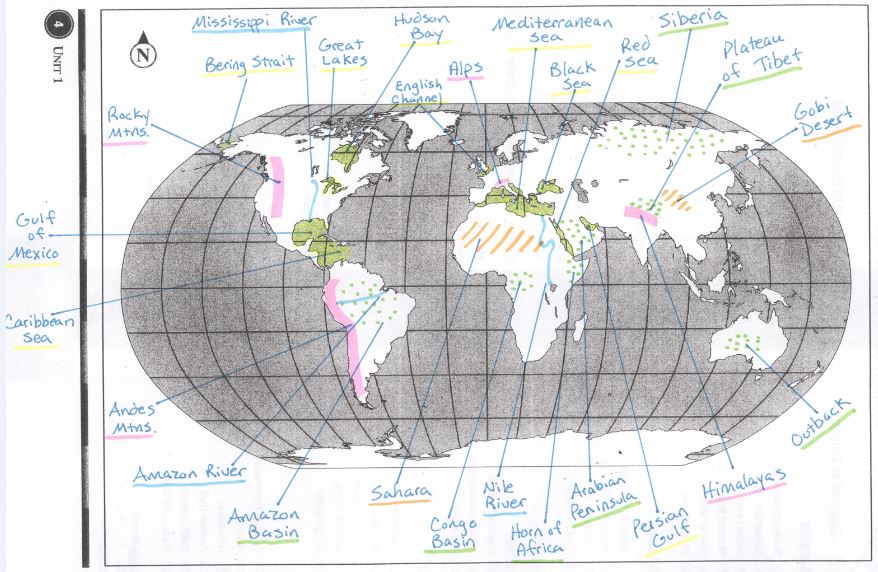 7Th Grade World Map With Key 7th Grade World Map With Key Map